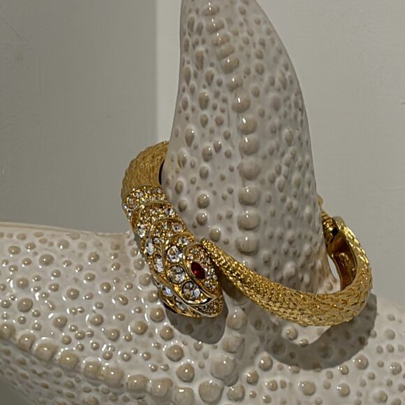 KENNETH LANE RHINESTONE SNAKE/SERPENT CLAMP BRACELET - Picture 1 of 10